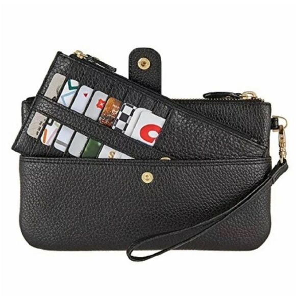 LODIS Olivia Italian Leather Wristlet & Wallet Combo Set - Picture 1 of 9